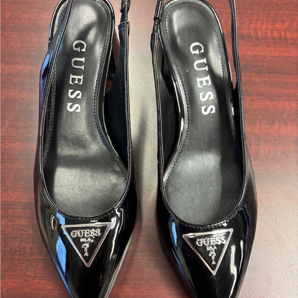 Guess Black Patent Leather Heels with Slingback